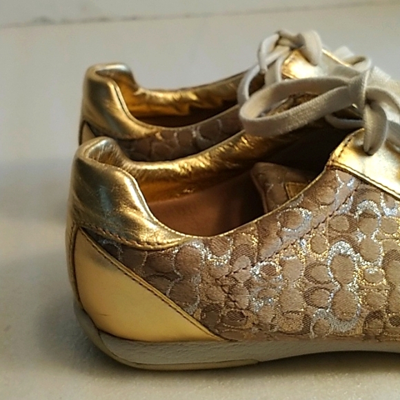 Gold and Brown Women's Sneakers Coach Size 8.5M - Picture 4 of 12